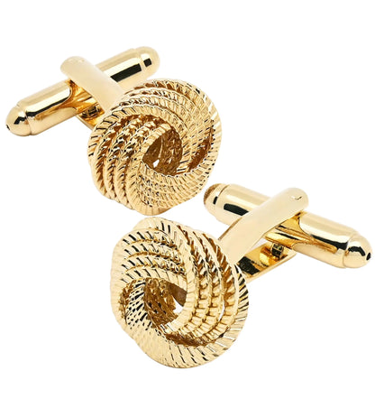 Jonwo Hollow Out Twist Knot Shape Mens Cufflinks In Gift Case Silver / 14K Gold Plated Cufflinks for Men Jewelry for Wedding Party Business Birthday Anniversary Dress (Golden)