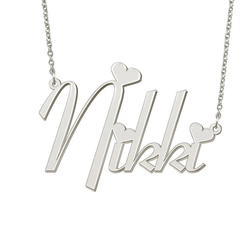 BYBWBL Nikki Name Pendant Necklace Silver Color Stainless Steel Jewelry for Womens 16"+2"