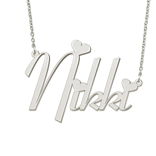 BYBWBL Nikki Name Pendant Necklace Silver Color Stainless Steel Jewelry for Womens 16"+2"