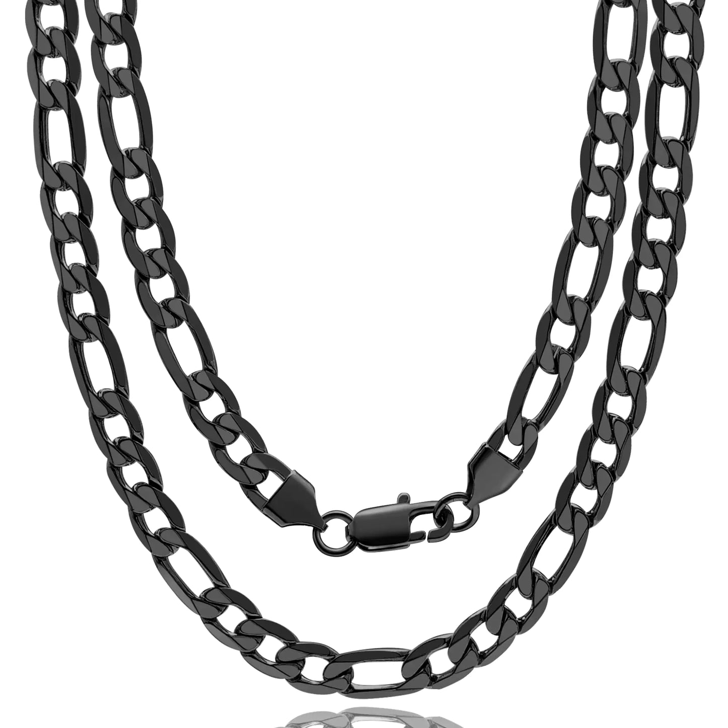 Oaldilee Black Figaro Chain for Mens Jewelry 9MM 26inch Black Necklace Mens Gifts for Dad