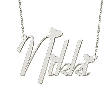BYBWBL Nikki Name Pendant Necklace Silver Color Stainless Steel Jewelry for Womens 16"+2"